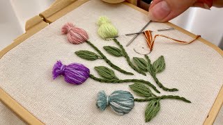 Very Very Easy Flower and Leaf Embroidery Tricks for Beginners in Beautiful Embroidery Designs [upl. by Melamed262]