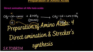 Amination of Alfa Halo acids  Streckers synthesis [upl. by Wenn627]