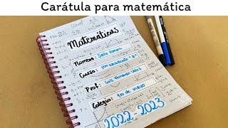 Una carátula diferente para MATEMÁTICAS [upl. by Novej]