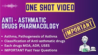 Anti asthmatic Drugs In One Shot  Pathogenesis Of Asthma  Classification Of Antiasthmatic drugs [upl. by Jurdi606]