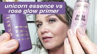 New ROSE GLOW PRIMER vs UNICORN ESSENCE Product comparison and demonstration [upl. by Marciano66]