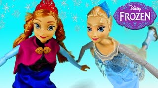 NEW Frozen Elsa and Anna Ice Skating Disney Barbie Dolls Play Doh Toys Review [upl. by Aneeuq]