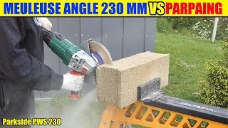 parkside pws 230 lidl test parpaing angle grinder winkelschleifer [upl. by Stacee658]