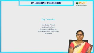 LEC08 Engineering Chemistry  Dry Corrosion by Dr P Harika [upl. by Wiseman]