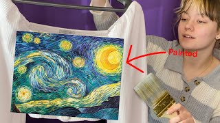 I painted quotStarry Nightquot on a Shirt  Impressionist Art [upl. by Ditzel417]