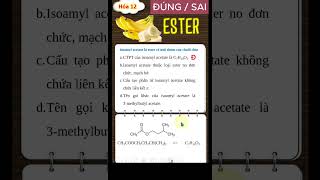 Trắc nghiệm Đúng sai hóa 12  ESTER mùi chuối chín dungsaiester dungsaihoa12 [upl. by Esoj]