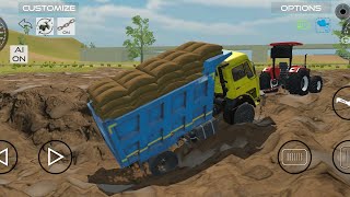 full loaded tata 2515 Ex truck fail stuck in Mud Touchan by 4x4 jhoota Eicher tractor video [upl. by Jereme]