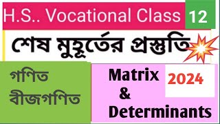 H SVocational class 12 Mathematics 2024 last minute suggestions Matrix and Determinants [upl. by Assiruam468]