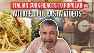 Italian Chef Reacts to Most Popular SPAGHETTI AGLIO E OLIO Videos [upl. by Adiraf328]