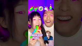 MAKAN SERBA PELANGI⁉️ mukbang giantfoodchallenge funny giantfood eating challenge food asmr [upl. by Akkimat]