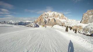 Lagazuoi Dolomites  skirun to Armentarola most beautiful slope filmed on GoPro HD Hero [upl. by Ailyt]