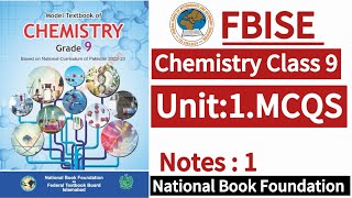 Class 9 Chemistry Unit 1MCQS  New Syllabus 2024LearnOnlineWithAnum [upl. by Jessen]