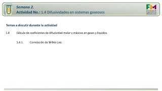 Actividad 1 4 Difusividades en sistemas gaseosos [upl. by Dewie]