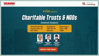 TaxmannWebinar  Analysis of Changes in Charitable Trusts and NGOs [upl. by Gnoix]