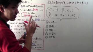 【中1 数学】中11 正の数・負の数①（自然数・整数） [upl. by Keverne74]