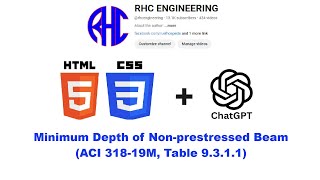 HTMLCSSChatGPT Minimum Depth of Nonprestressed Beam [upl. by Mayworm848]