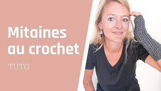 Leçon de crochet n°2  Réaliser des mitaines pour apprendre la demie bride et la bride [upl. by Cirederf]