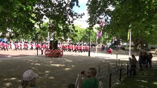 Band of the Irish Guards marching on the Mall to Horse Guards Parade for the Colonels Review [upl. by Monia]