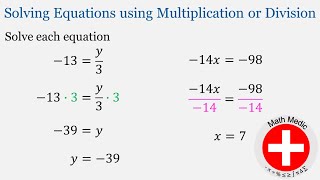 Solving Equations with Multiplication or Division Round 2 Intro Algebra Unit 3 4 [upl. by Itirp]