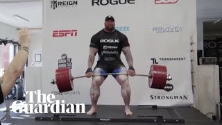 Game of Thrones Mountain Hafthor Bjornsson breaks world deadlift record [upl. by Eked]