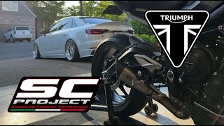 2024 Triumph Street Triple RS  SC Project S1  Exhaust Video [upl. by Ttreve]