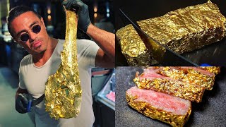 24K Gold Tomahawk Steaks  Salt Bae Steakhouse [upl. by Ellertnom]