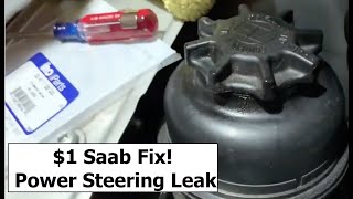 1 Fix  Stopping a Saab Power Steering Fluid Reservoir Leak [upl. by Sucerdor327]