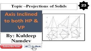 23 Projection of Solids  Projection of Pentagonal Pyramid  Projection of solids engineering drawi [upl. by Adolphus1]