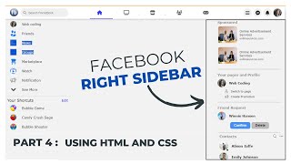 Part4 Facebook Right Sidebar design using html amp css  Facebook clone design explained in hindi [upl. by Creath]