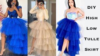 HOW TO MAKE A HIGH LOW TULLE SKIRT WITH AN ELASTIC WAIST BAND Layered Tulle SkirtTiered Tulle skirt [upl. by Otaner86]