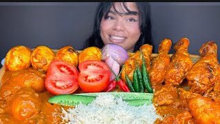 Chicken Tikka Masala Butter Chicken Chillies Eggs Potatoes Mukbang Minimal Talking [upl. by Shieh]