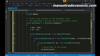 C 60 Tutorial  Advanced  56 RijndaelManaged Cryptography Encrypt and Decrypt Example [upl. by Fern497]