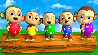 Five Little Monkeys  Suprise Eggs Animal Song  RoyalCoco Nursery Rhymes amp Kids Songs [upl. by Ecnal48]