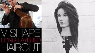 VSHAPED HAIRCUT  How To Cut A Long Layered V SHAPE Haircut  MATT BECK VLOG 22 [upl. by Sidky]