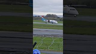 NEW LUXAIR Q400 Super landing at MAN ✈️🛬👋 aviation planespotting new [upl. by Aleil]