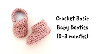 Crochet Basic Baby Booties 03 months [upl. by Livi]