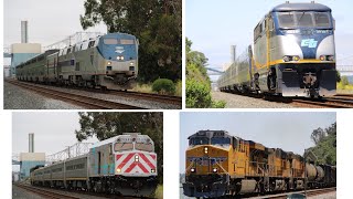 Railfanning Eckley Pier CA feat Venture Cab Car Delivery AMTK PH 4 164 Doubleheader amp more [upl. by Ainnat45]