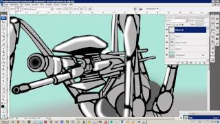 My Gunbot Design Concept Drawing in Photoshop TimeLapse [upl. by Wailoo222]