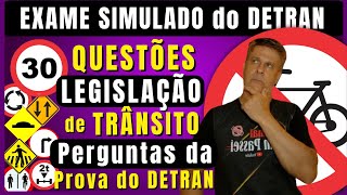 PERGUNTAS da PROVA de LEGISLAÇÃO de TRÂNSITO do DETRAN  EXAME SIMULADO do DETRAN  PROVA TEÓRICA [upl. by Ronaele]