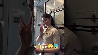 Haw 😱 Beautiful Indonesian Flight Cabin crew warm up for flight flightattendant airplanecabin zah [upl. by Polly]