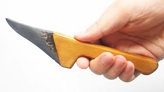 古代の巨大サメ ”メガロドン” 歯化石で作るステーキナイフ  Steak Knife Made of Fossil Tooth of Megalodon Shark [upl. by Llenel]