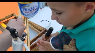 Cleaning Bee Frames with Bleach And Fire [upl. by Adiasteb]