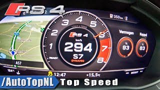 AUDI RS4 B9 29 V6 TURBO  ACCELERATION amp TOP SPEED 0294kmh LAUNCH CONTROL by AutoTopNL [upl. by Nujra]