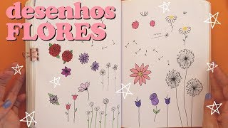 COMO DESENHAR FLORES para Bullet Journal [upl. by Etakyram401]