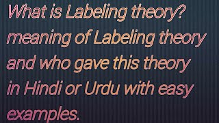 Labeling TheoryCriminology Theory meaning of Labeling Theory in Hindi or Urdu sociology [upl. by Katha608]