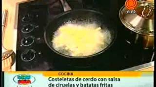 costeletas de cerdo con salsa de ciruela y batatas fritas pt2 201201193gp [upl. by Itsur]