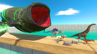 Dinosaurs and Animals Falling Into Bloop Tank  Animal Revolt Battle Simulator [upl. by Natsreik570]