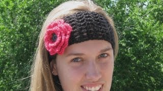 Crocheted headband or hairband adult size video 1 [upl. by Crutcher491]