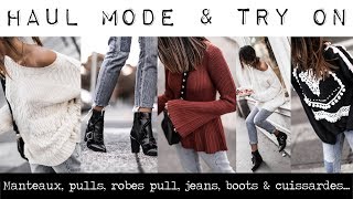 HAUL MODE amp TRY ON NOVEMBRE 2017  Manteaux pulls robes pull jupes bottines et cuissardes [upl. by Neellek]