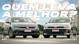 Comparativo de Hatches 2023 Volkswagen Polo MPI x Hyundai HB20 Comfort  CONSUMO MOTOR E PREÇO [upl. by Cir]